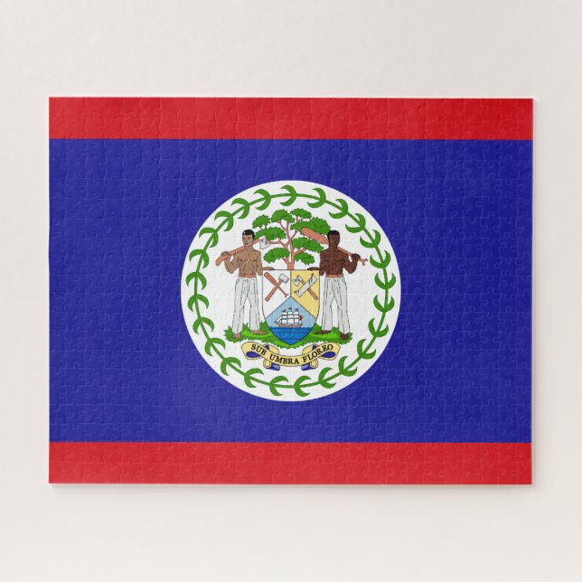 Patriótica Belizean Flag Quebra-cabeça (Horizontal)