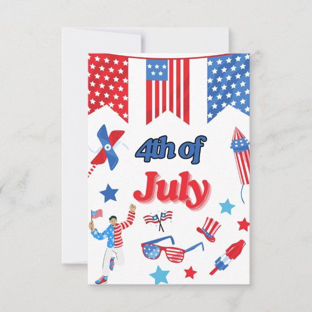 Patriótico 4 de julho de Cartões de agradecimentos (Frente)