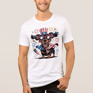 Patriótico Dachshund Dog 4 de julho Bandeira Ameri