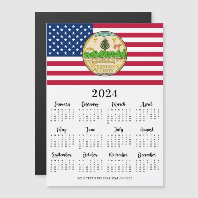Patriótico de Bandeira Americano Seu Calendário de (Frente/Verso)