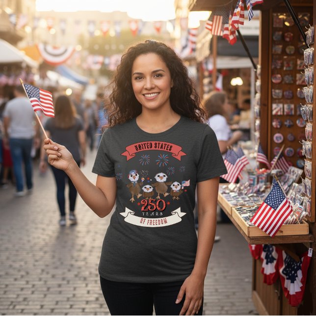 Patriótico dos EUA 250 Anos da Família Freedom Eag (Patriotic US 250 Years of Freedom Eagle Family Tri-Blend Shirt)