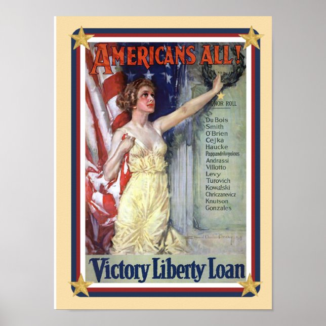 Patriótico EUA - Liberty Loan Poster (Frente)