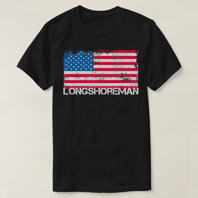 Patriótico Longshoreman Vintage EUA Flag Pullover (Frente do Design)