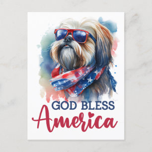 Patriótico Shih tzu, Cartão postal da América Deus