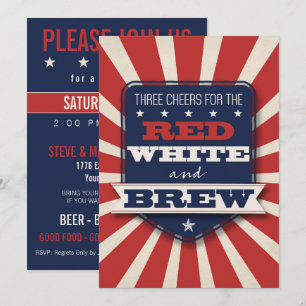 Patriótico Vermelho Branco e Convite Personalizad