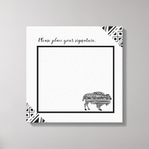 Patta Tribal Boho Buffalo, Canvas de Assinatura de