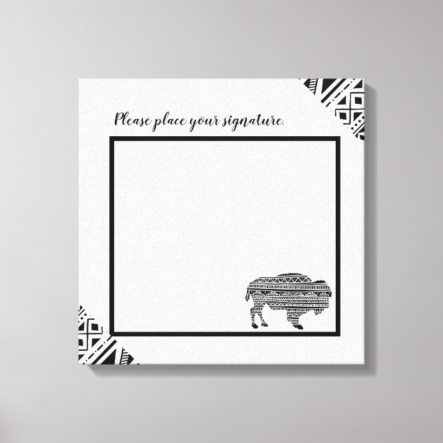 Patta Tribal Boho Buffalo, Canvas de Assinatura de (Frente)