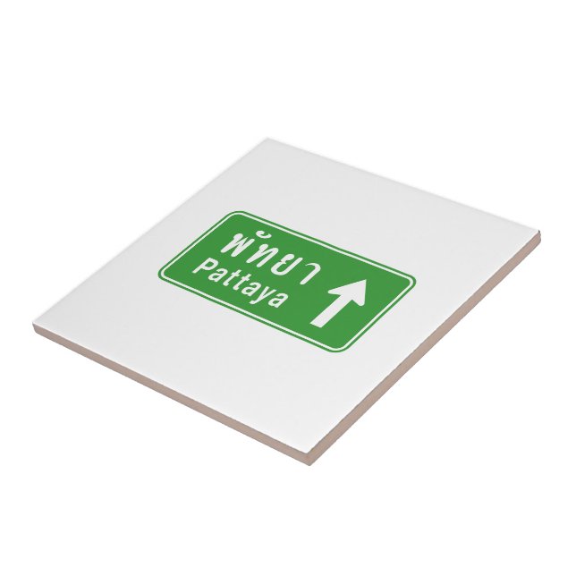 Pattaya À Frente ⚠ Sinal De Tráfego Rodoviário Tai (Lateral)