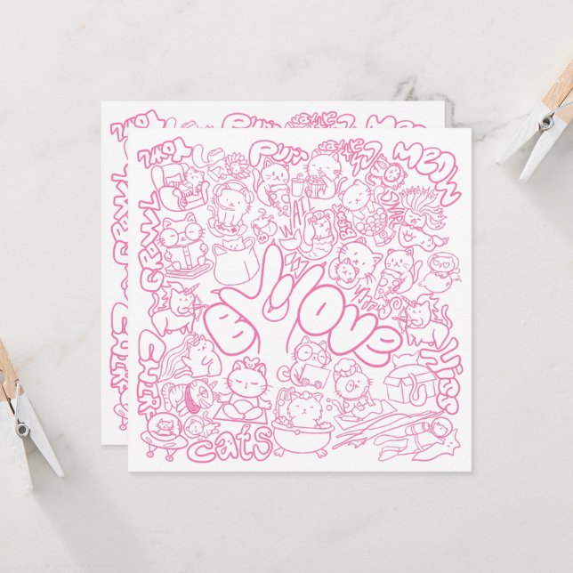 Patten Gato Bonito com Sinal ASL ILY - Design ASL (Frente/Verso In Situ)