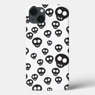 Pattern with black skulls on white