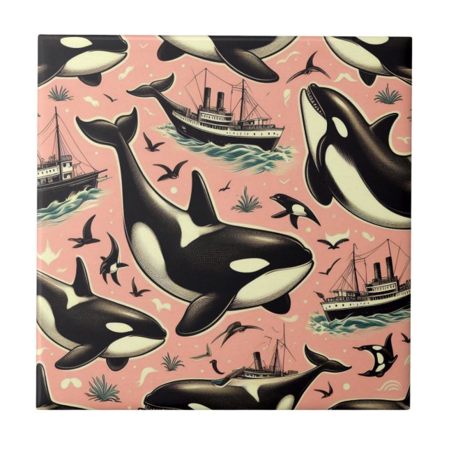 Patterno de Orca de Vintage Cute (Frente)