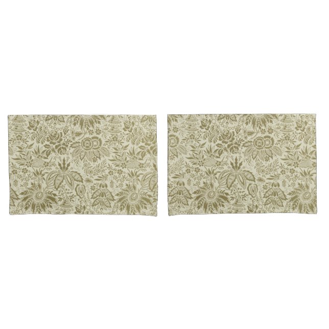 Patterno Floral Verde Sage - Damasco Antiquado (Frente - conjunto)
