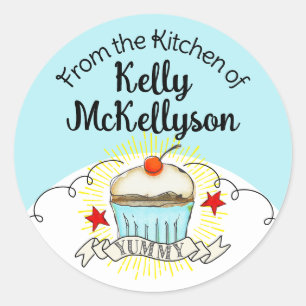 pau de etiqueta de presente com cupcake de cor d'á