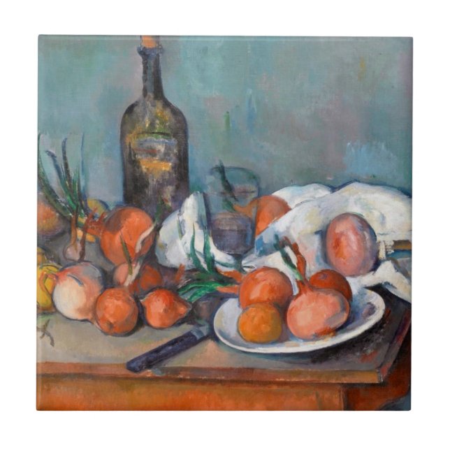 Paul Cézanne, ainda vida com cebolas e uma garrafa (Frente)