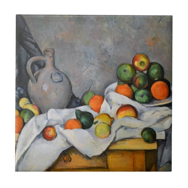 Paul Cezanne - Cortina, Jug e Fruta Bowl (Frente)