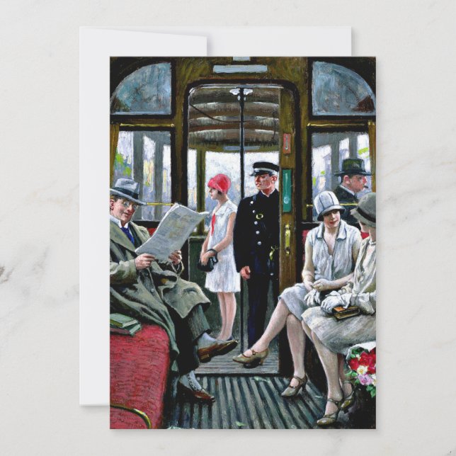 Paul-Gustave Fischer art - Copenhagen Tram, cartão (Frente)