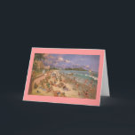 Paul McGehee "The Beach at Waikiki" Cartão de Nata<br><div class="desc">Mele Kalikimaka! Um cartão de saudação de Natal havaiano do artista vencedor do prêmio Paul McGehee. As ilhas havaianas do Pacífico azul... um paraíso cheio de sol, brisas de baleia perfumadas com flores tropicais, palmeiras balançando e surf rolante. Na ilha de Oahu encontra-se a bela praia de Waikiki, um trecho...</div>