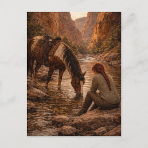 Pausa Revigorante   Arte de Cavalo   Cartão Postal