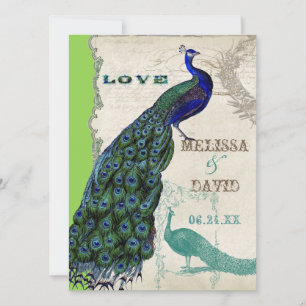 Pavão 5 do vintage - convite formal do casamento