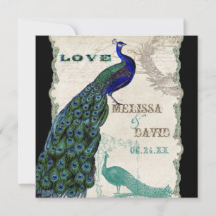 Pavão 5 do vintage - convite formal do casamento