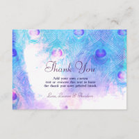 Pavão abstrato, obrigado da aguarela você cartões