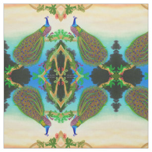 Pavão azul indiano elegante no tecido da selva