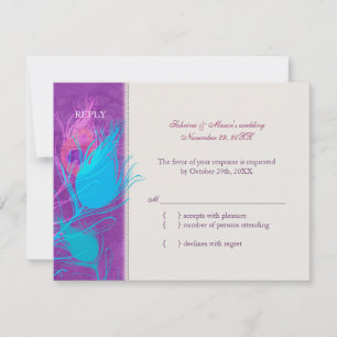 Pavão azul roxo da cerceta que Wedding RSVP