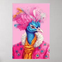 Pavão com pelo, Poster de animal rosa