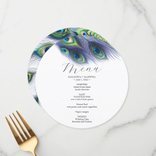 Pavão de Aquarela do Menu Casamento