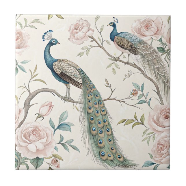Pavão Elegante Floral Vintage (10) (Frente)