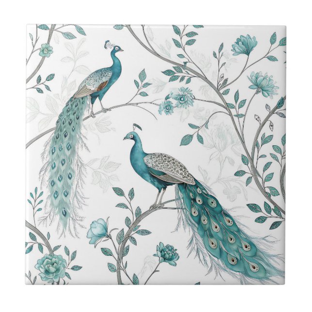 Pavão Elegante Floral Vintage (3) (Frente)