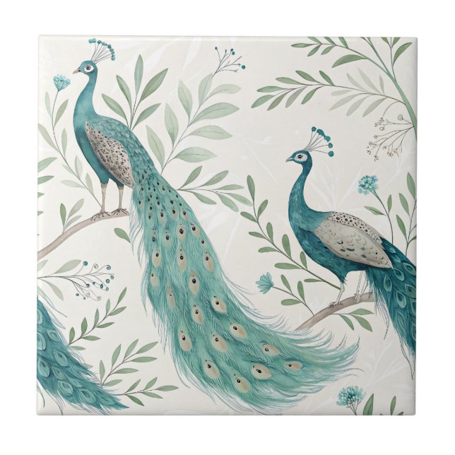 Pavão Elegante Floral Vintage (7) (Frente)