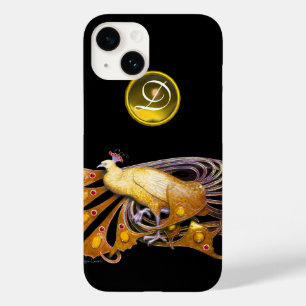 PAVÃO ELEGANTE NO AMARELO, MONOGRAMA do TOPÁZIO,
