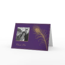 Pavão em Cartões de agradecimentos Dourado e de am