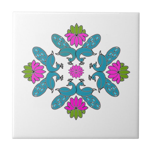 Pavão Lotus Rangoli (Frente)