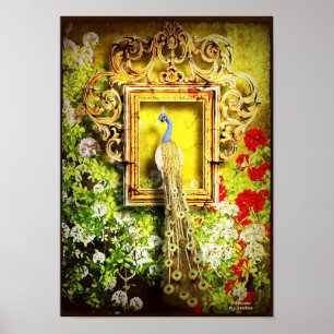 pavão no poster do quadro de 14,95