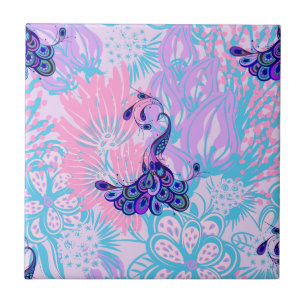 pavão rosa floral