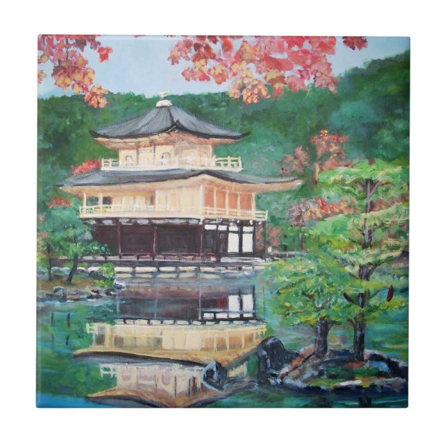 Pavillion dourado no azulejo de Kyoto (Frente)