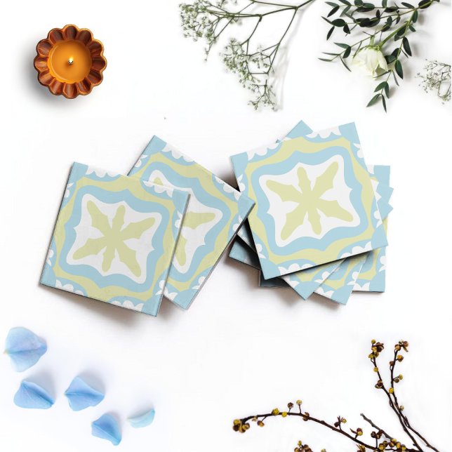 pavimento mosaico Azulejo cerâmico (azul-amarelo) (Criador carregado)