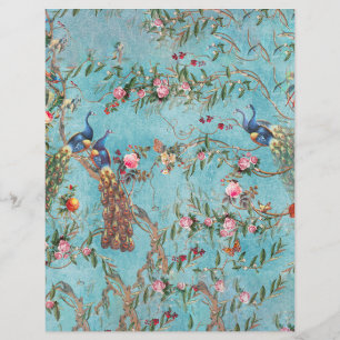 Pavões vintage rosa e azul