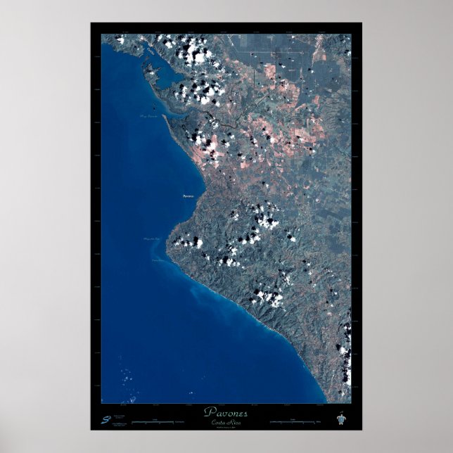 Pavones, poster de satélite da Costa Rica (Frente)