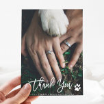 Paw Imprime Casamento Obrigado Cartão com fotos<br><div class="desc">White Paw imprime o Cartões de agradecimentos de fotos com o Impressão de papel Beige Kraft na parte traseira. Perfeito para casamentos,  aniversários,  graduações e outros eventos.</div>