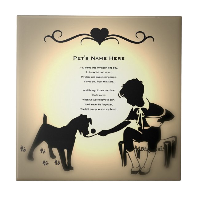 Paw Prints Pet Memorial Poema Dourado (Frente)