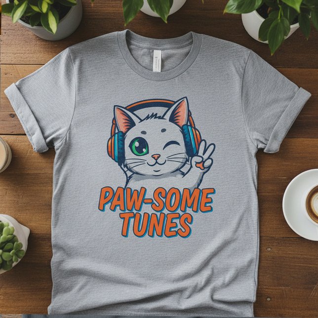Paw-Some Tunes T-Shirt: Funny Cat (Criador carregado)
