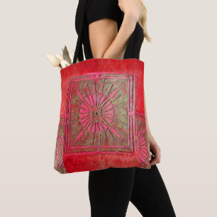 PAWNEE MORNING STAR, Red Green Tote Bag