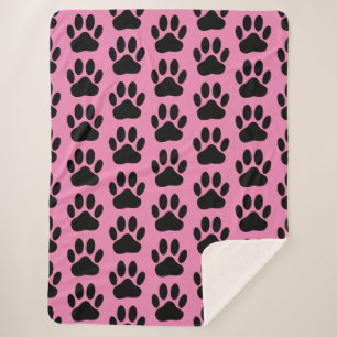 Pawprint De Cachorro No Cobertor De Sherpa Rosa