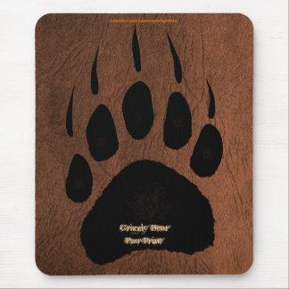 Pawprint do Urso Grizzly no Mousepad de Couro Faux