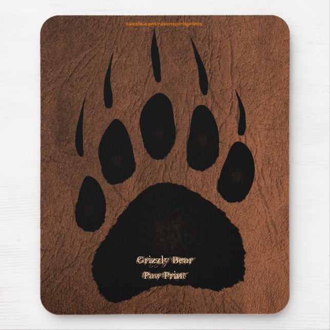 Pawprint do Urso Grizzly no Mousepad de Couro Faux (Frente)