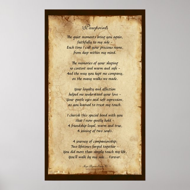 "Pawprint" Pet Memorial Poetry Poster (Frente)