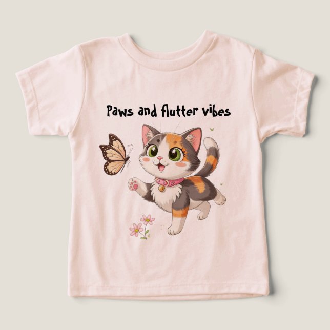 Paws and Flutter Vibes  Kids T-Shirt (Design frontal)